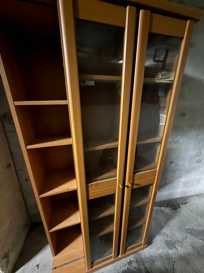 ガラス 木製スライド本棚 フナモコ 収納 おしゃれ モダン funamoco