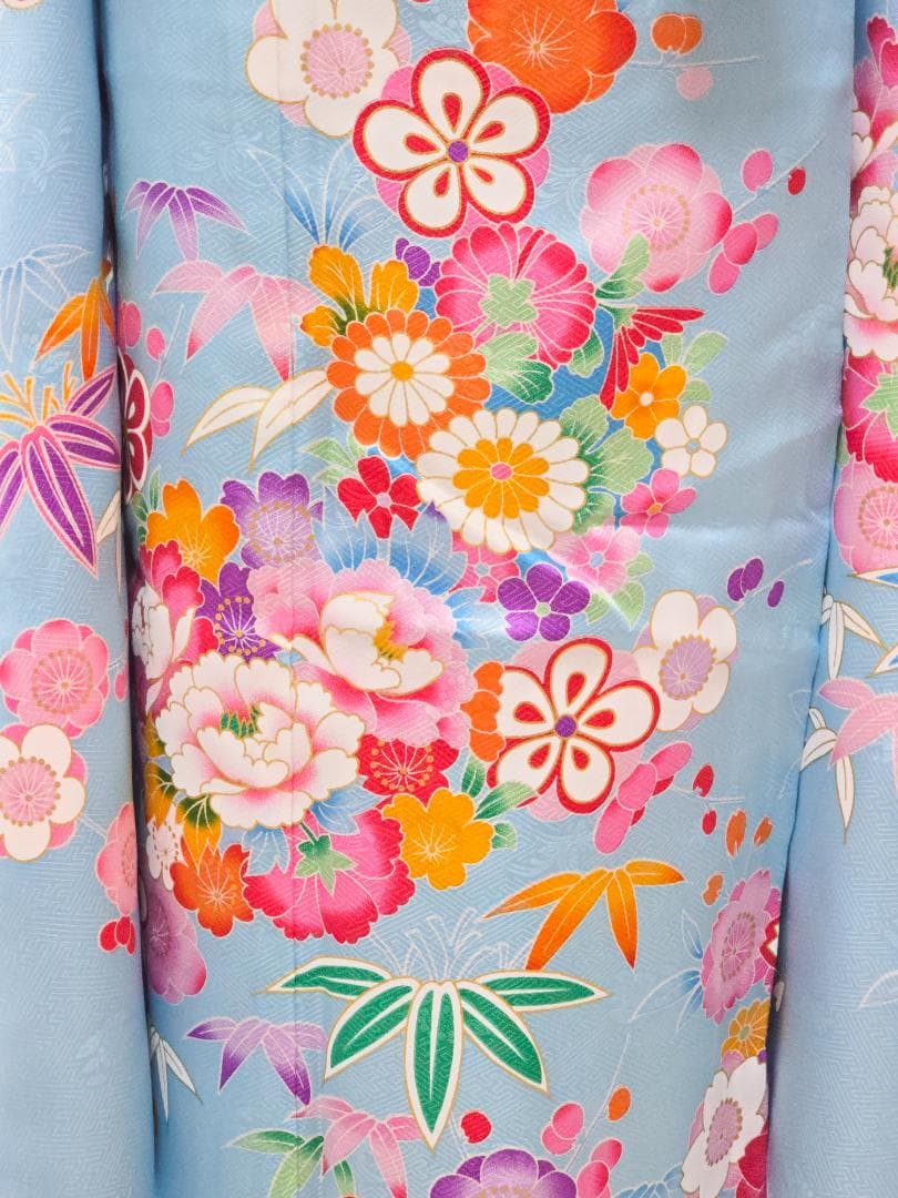 七五三　7歳　水色　着物　セット　女の子 *c74