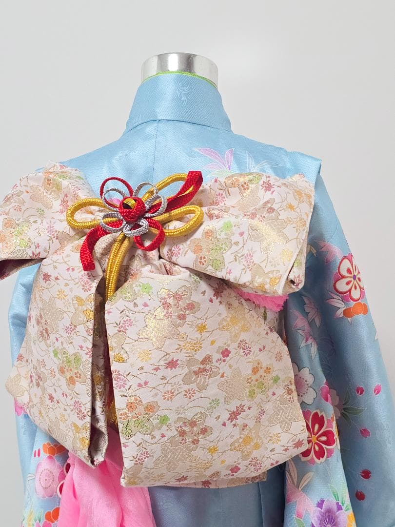 七五三　7歳　水色　着物　セット　女の子 *c74