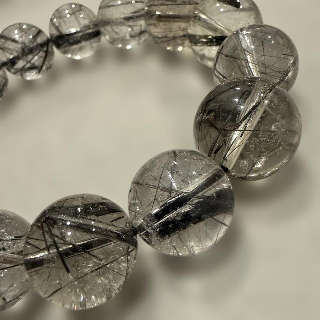 ルチル、ブラックトルマリ天然石ブレスレット