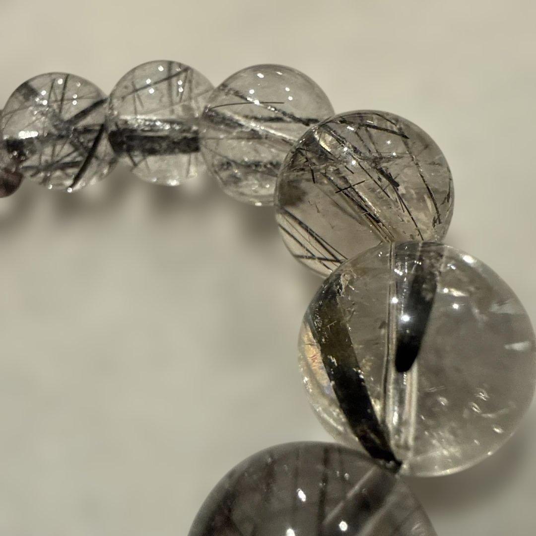 ルチル、ブラックトルマリ天然石ブレスレット