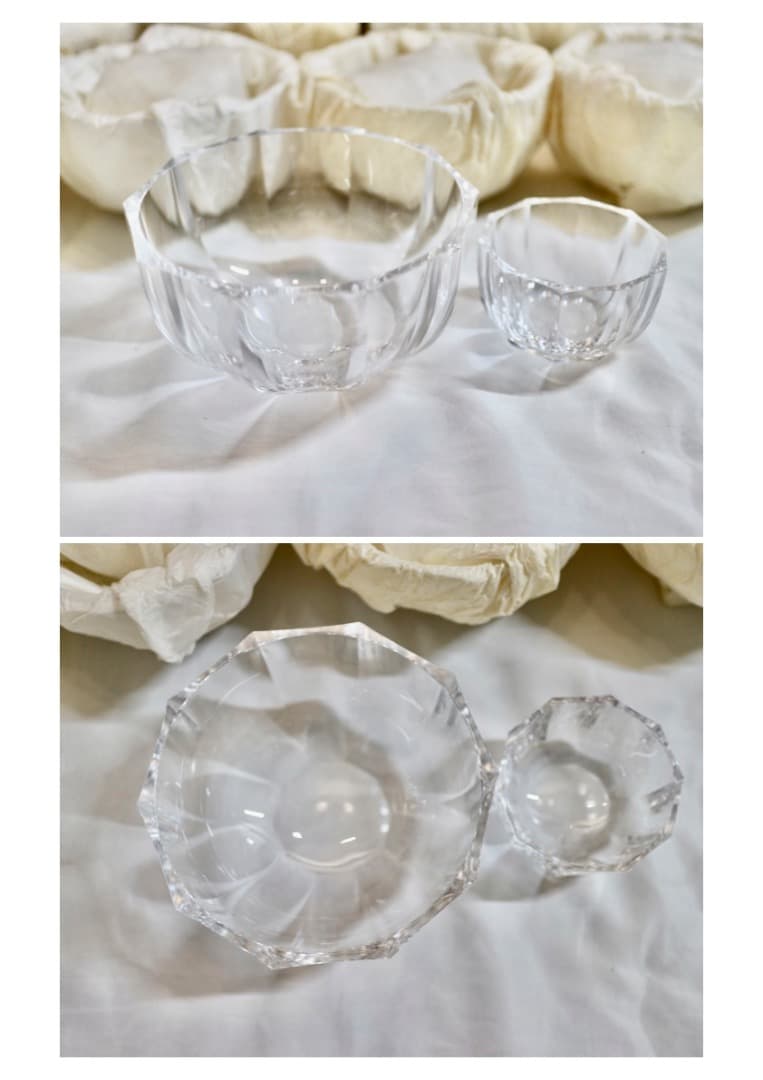 希少 クリスタル硝子製 十方切子 銘悠 向付 10客セット 共箱有り