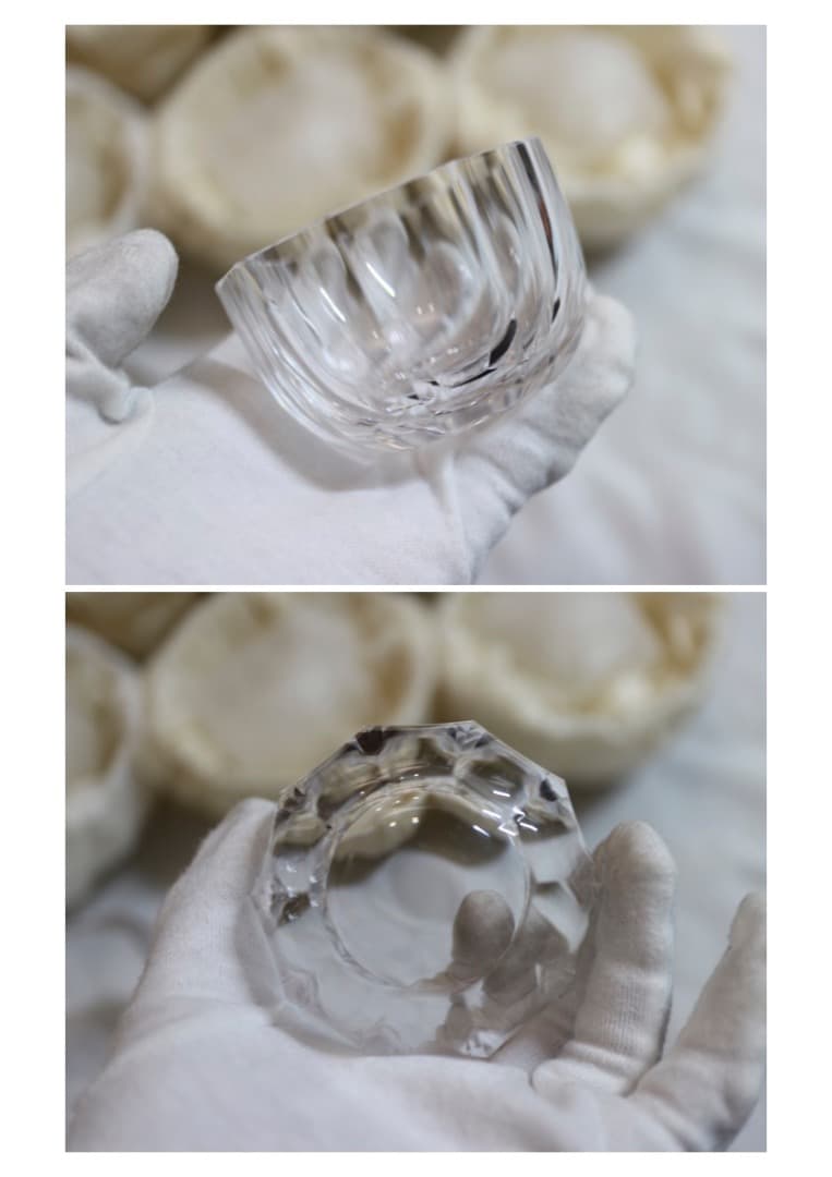 希少 クリスタル硝子製 十方切子 銘悠 向付 10客セット 共箱有り