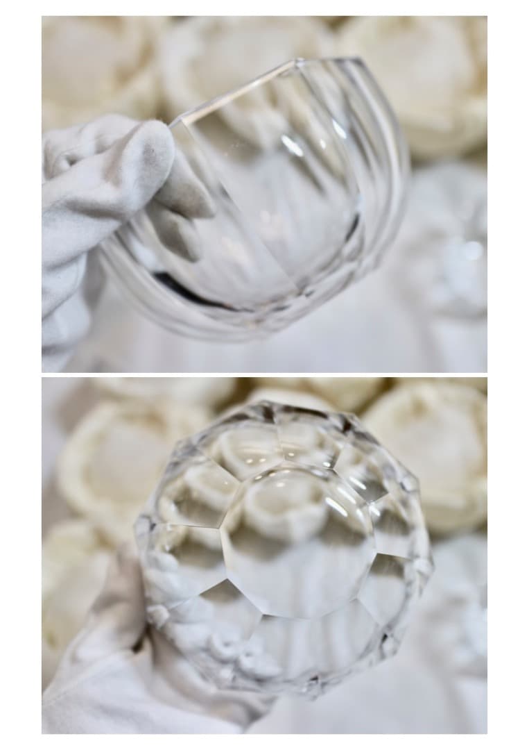 希少 クリスタル硝子製 十方切子 銘悠 向付 10客セット 共箱有り