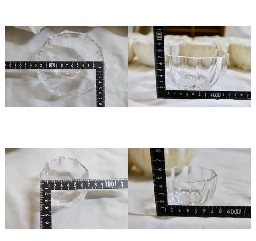 希少 クリスタル硝子製 十方切子 銘悠 向付 10客セット 共箱有り