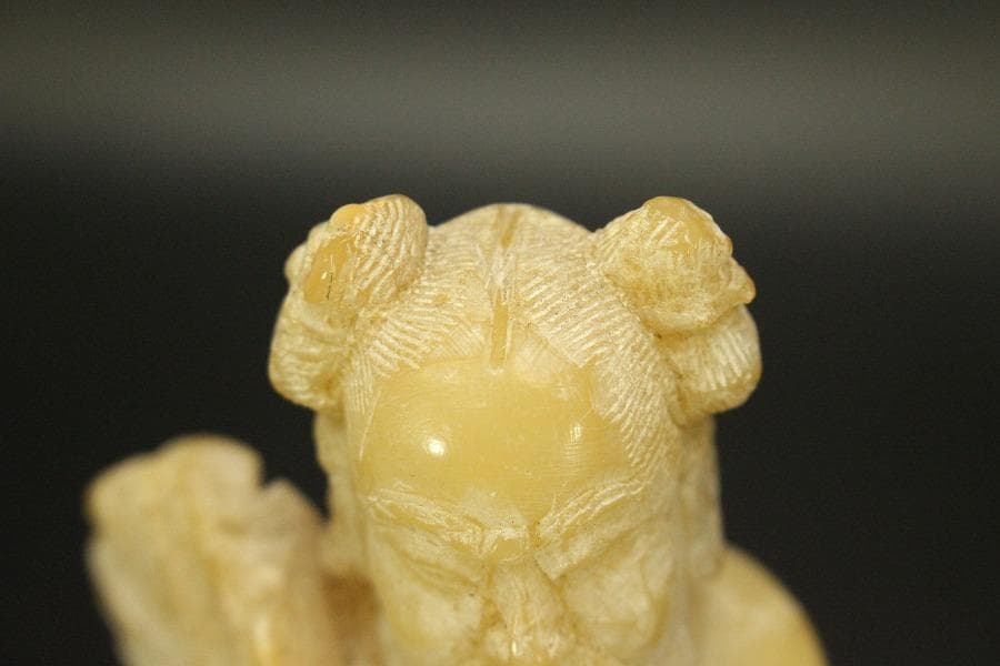 中国美術 蝋石 寿老人 置物(ZE468)