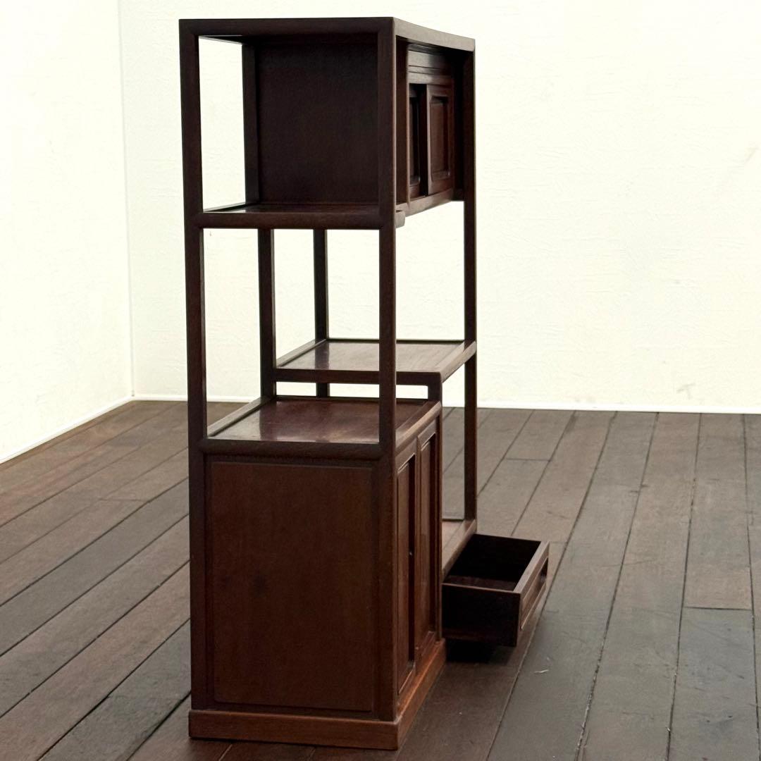 H19K10c 唐木 茶棚 和家具 木製ラック