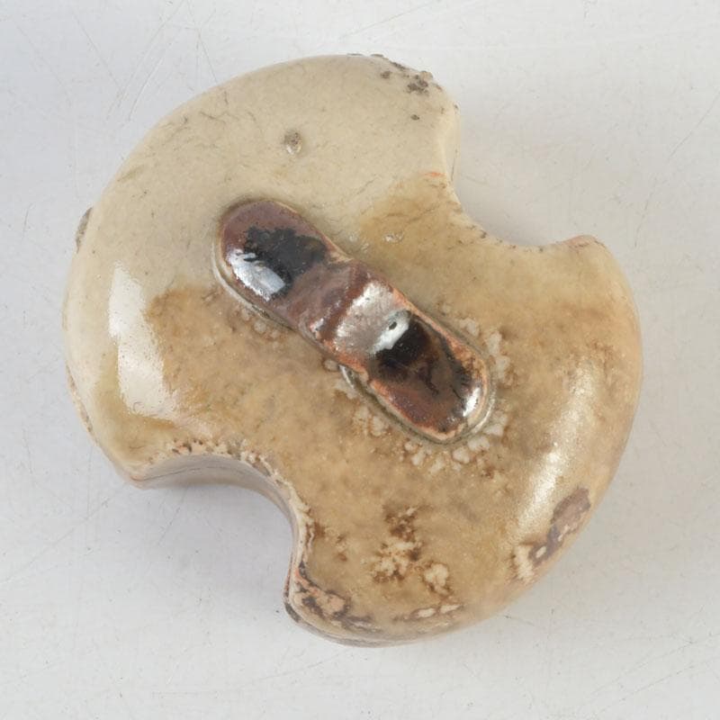 茶道具　加藤春岱作　瀬戸織部　分銅香合　時代箱　V　9896