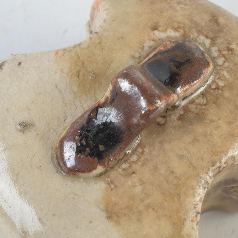 茶道具　加藤春岱作　瀬戸織部　分銅香合　時代箱　V　9896