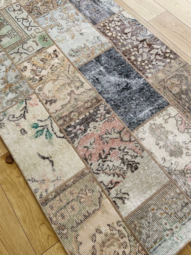 【3日間だけ値下げ】②未使用 トルコ　ラグ　パッチワーク　ヴィンテージ　絨毯