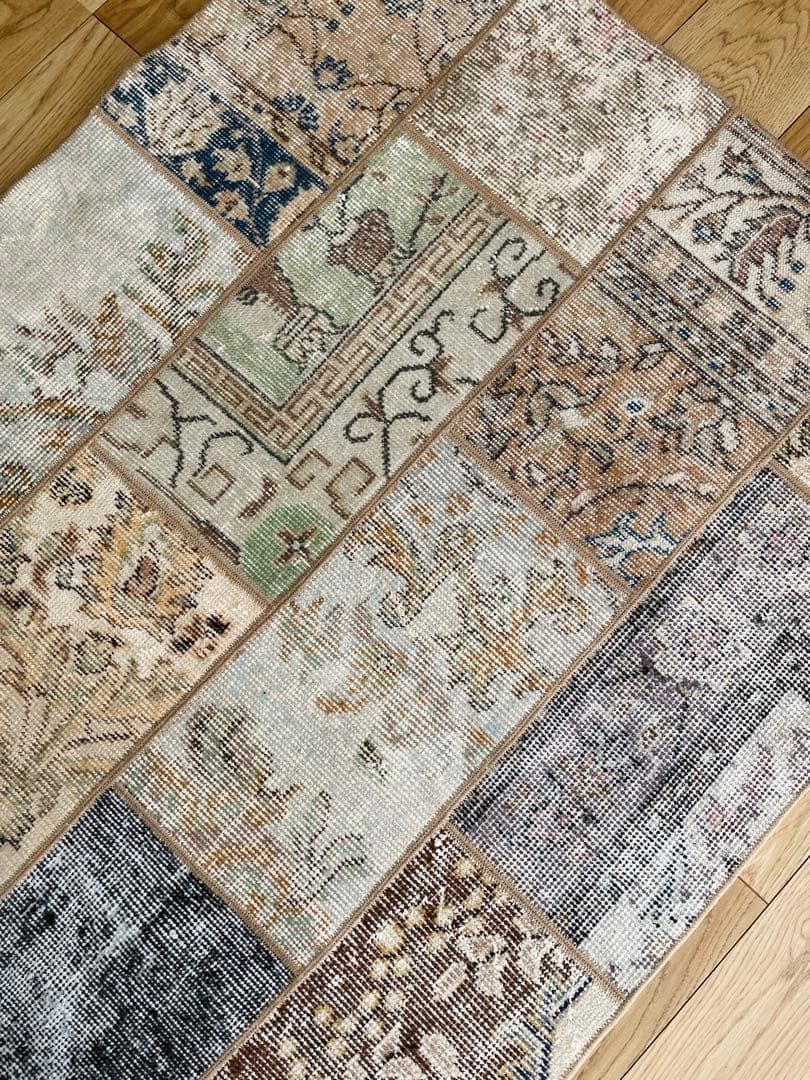 【3日間だけ値下げ】②未使用 トルコ　ラグ　パッチワーク　ヴィンテージ　絨毯