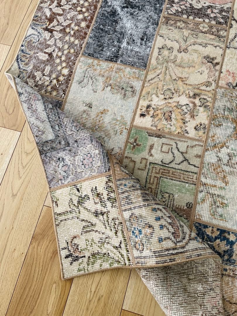 【3日間だけ値下げ】②未使用 トルコ　ラグ　パッチワーク　ヴィンテージ　絨毯
