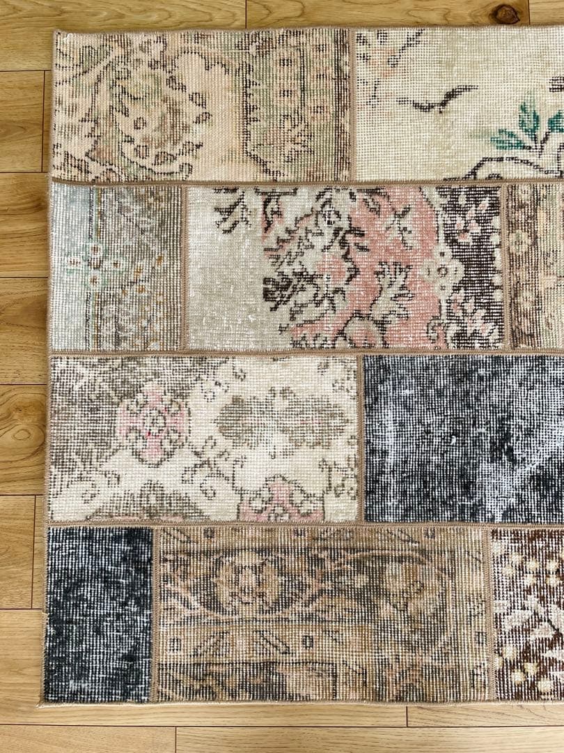 【3日間だけ値下げ】②未使用 トルコ　ラグ　パッチワーク　ヴィンテージ　絨毯