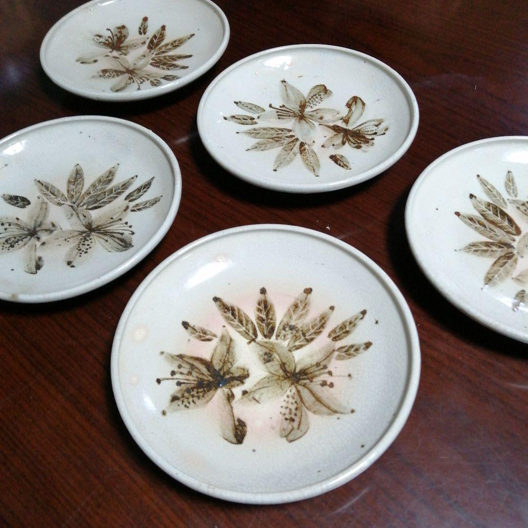 瀬戸焼　加藤華仙　鉄絵中皿　5枚