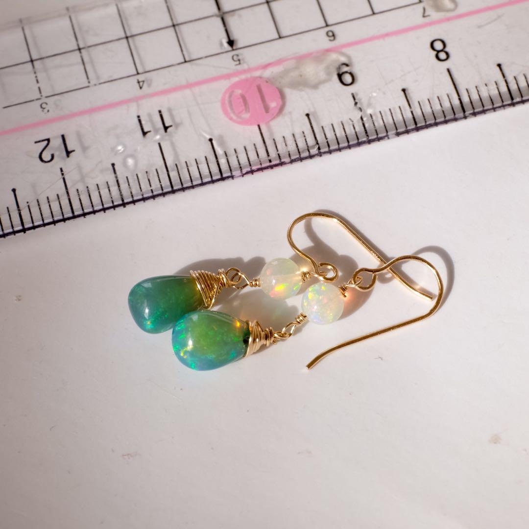 14kgfカラーオパール・エチオピアオパールピアス/イヤリング