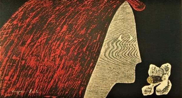 斎藤清、【瞳（白椿）】、希少な額装用画集より、新品額装付