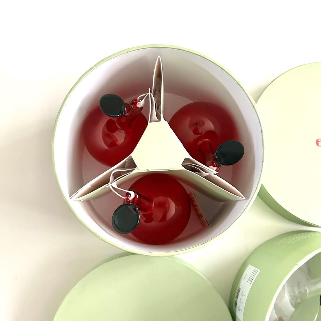 新品 イッタラ ガラス オーナメント りんご アップル 赤 クリア