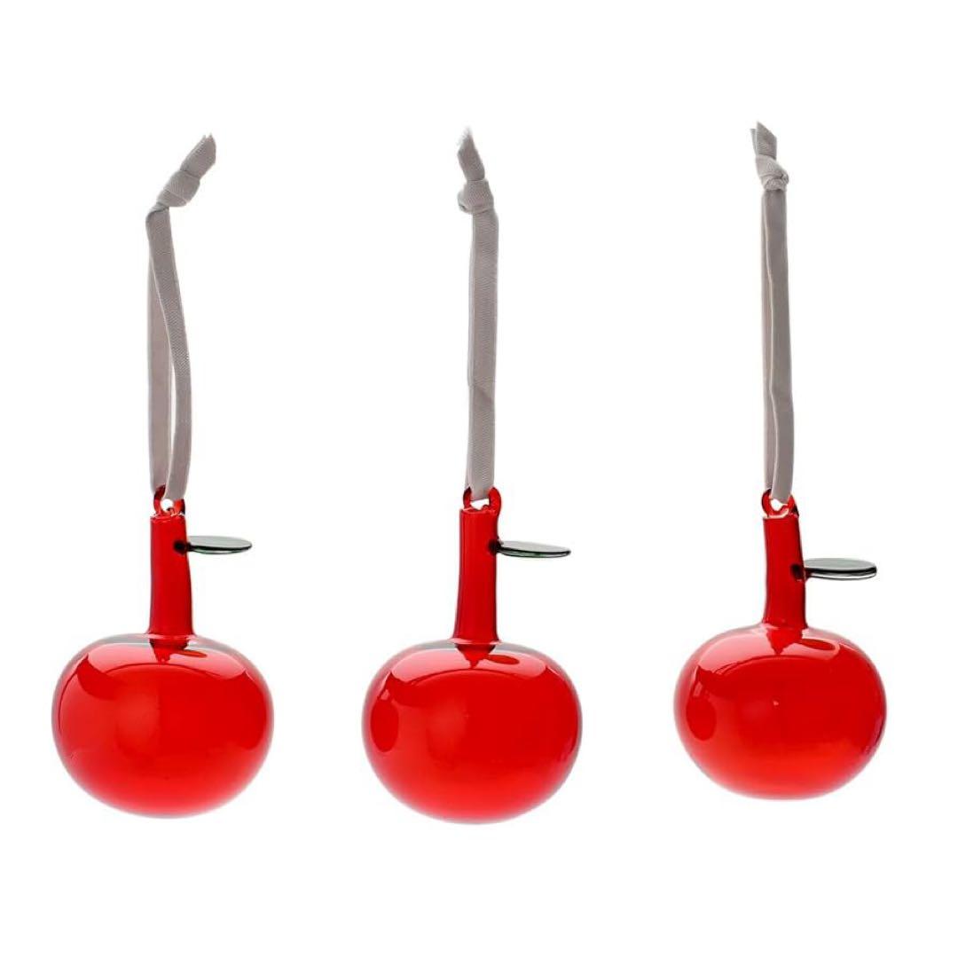 新品 イッタラ ガラス オーナメント りんご アップル 赤 クリア