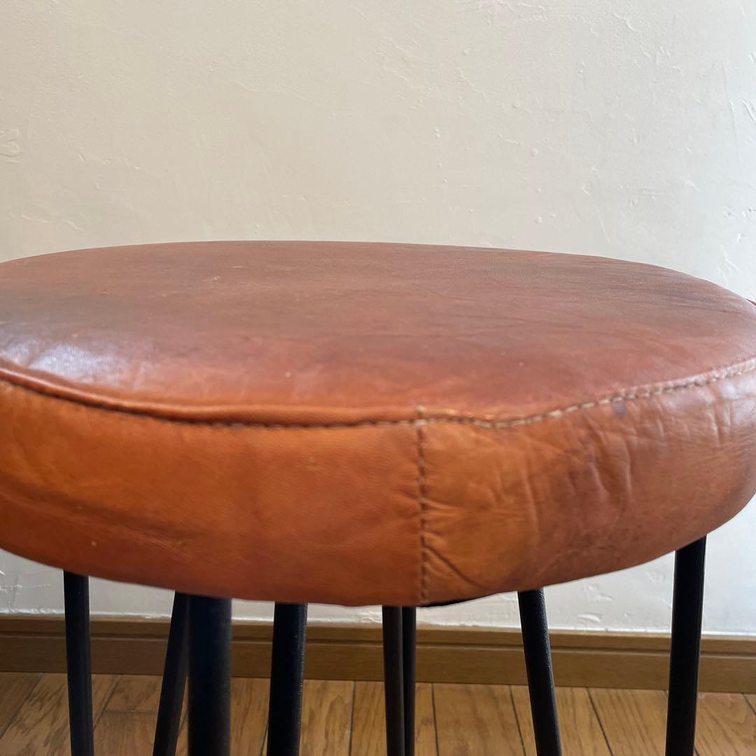 レザー　アイアン　インダストリアルチェア　スツール