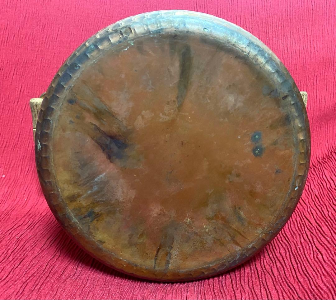 アンティーク⭐️2重仕立て銅製の打ち出し深鍋⭐️木製ハンドル