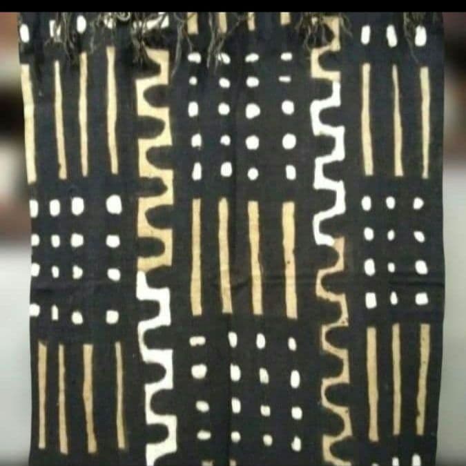 アフリカ　マリ共和国　ボゴラン7列帯　泥染め　　タペストリー