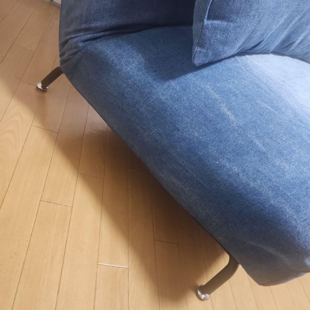 本日限定値下げ ヴィンテージ風 デニムブルー 1人掛けソファ