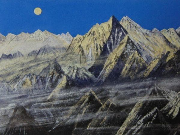 福王寺法林、【ヒマラヤの月】、希少な額装用画集より、状態良好、新品額装