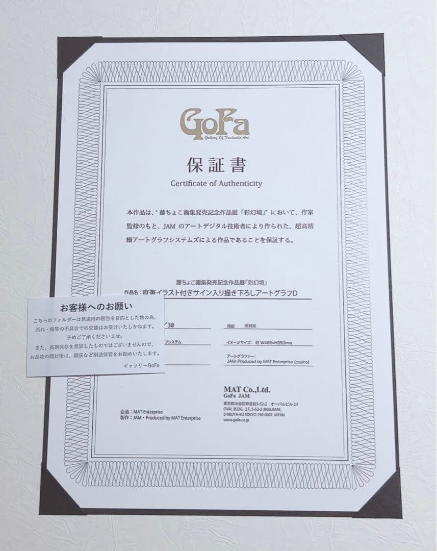 藤ちょこ 彩幻境 直筆サイン入り 直筆イラスト付き 描き下ろし アートグラフ