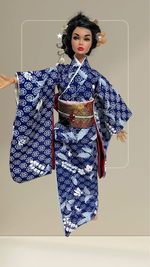 お値下げ200オフ！ バービー着物　鈴蘭柄