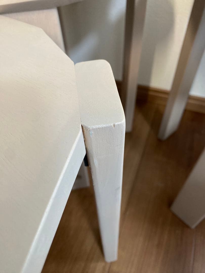 【訳あり品】サイドテーブル　スツール 天然木 4脚セット 完成品　グレージュ　①