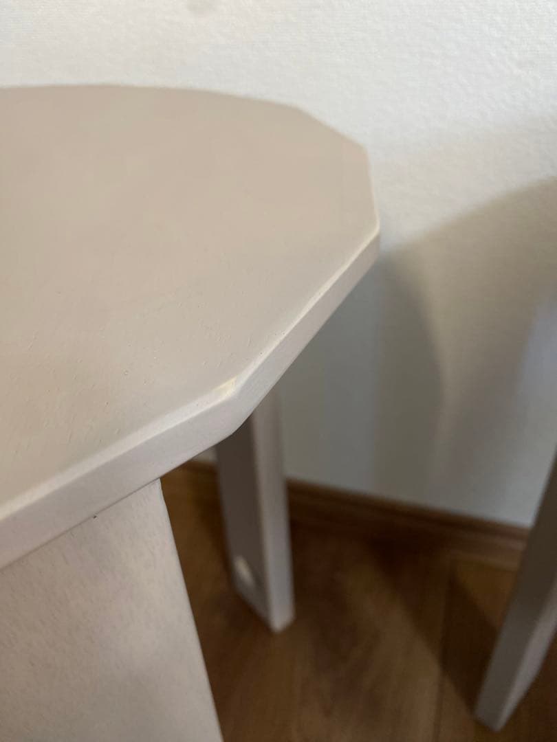 【訳あり品】サイドテーブル　スツール 天然木 4脚セット 完成品　グレージュ　①