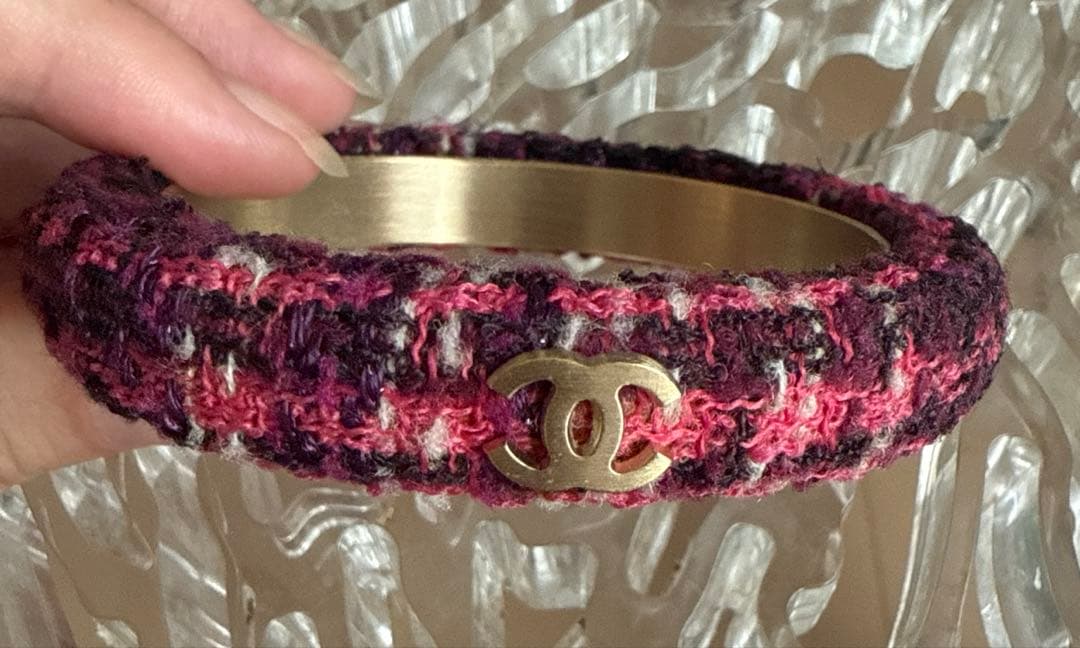 CHANEL バングル　ピンク　キルティング