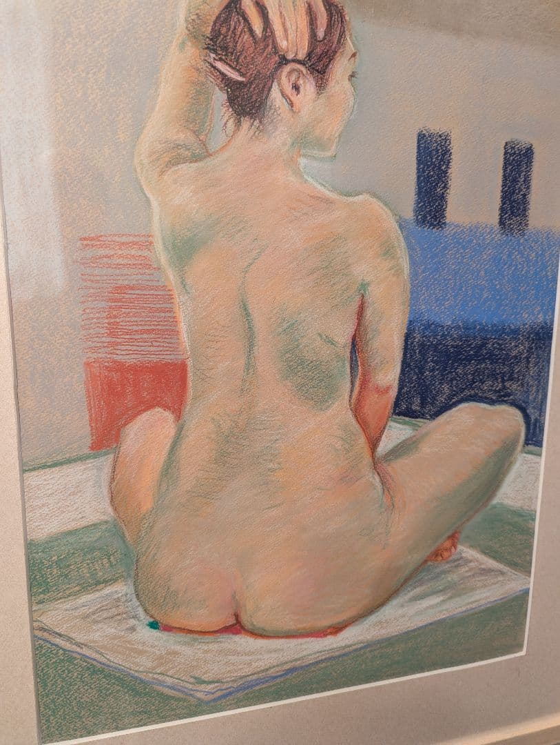 パステル画 裸婦 ポーズ モデルを使った絵 写真額