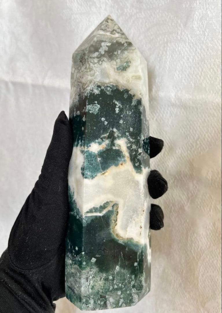 ◇特価◇モスアゲートのBIGタワー　天然石