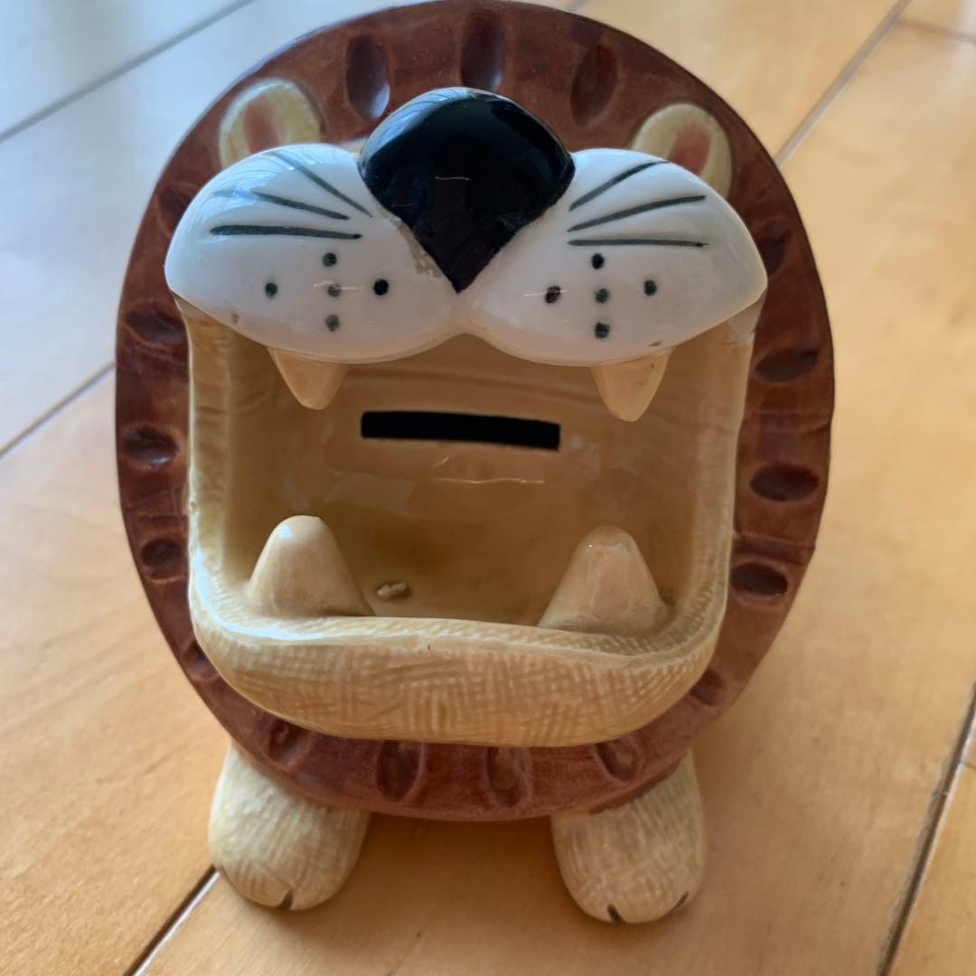 RUNE 内藤ルネ 昭和レトロ 貯金箱 ライオン 陶器 日本製 当時もの