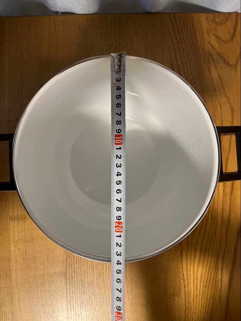 ホーロー　両手鍋　レトロ柄