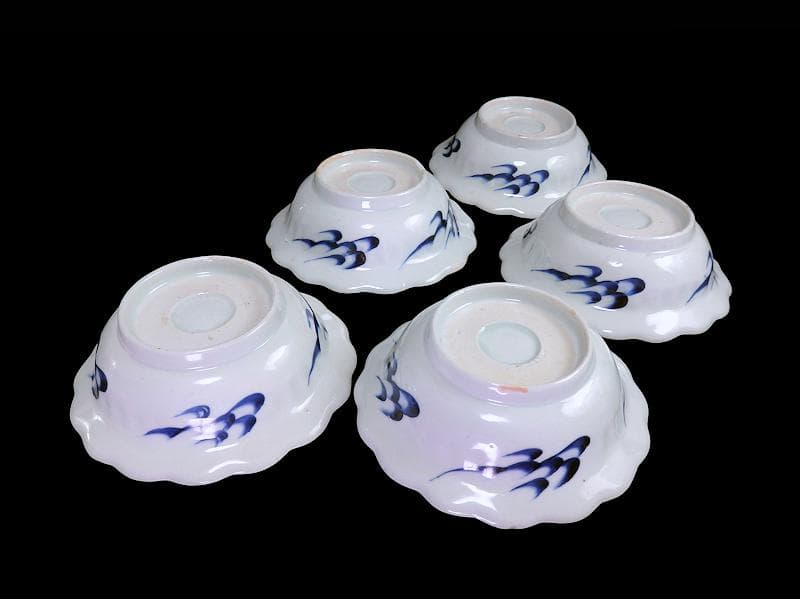 古伊万里 色絵 雲に双鶴の図 輪花膾皿 5客 B145AS-fbuz - メルカリ