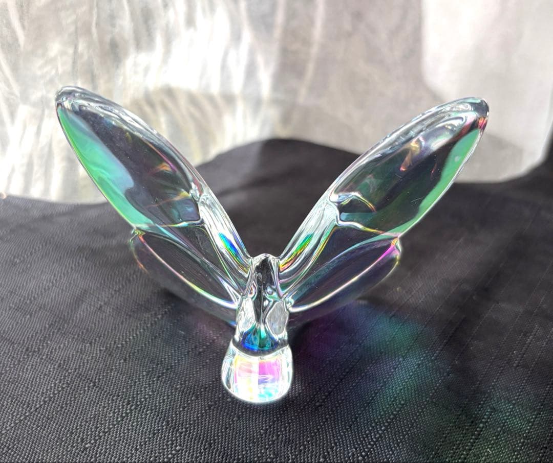 Baccarat 蝶のクリスタル置物 虹色