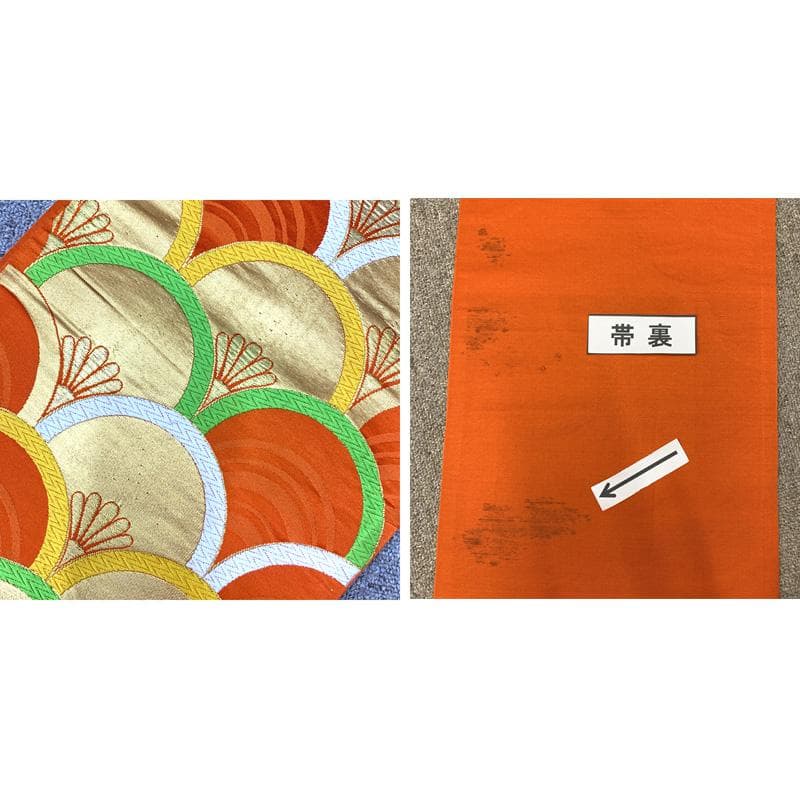 406ag65着物のみ□七五三 七歳 女児 着物　金彩 部分絞り 緑□状態良好