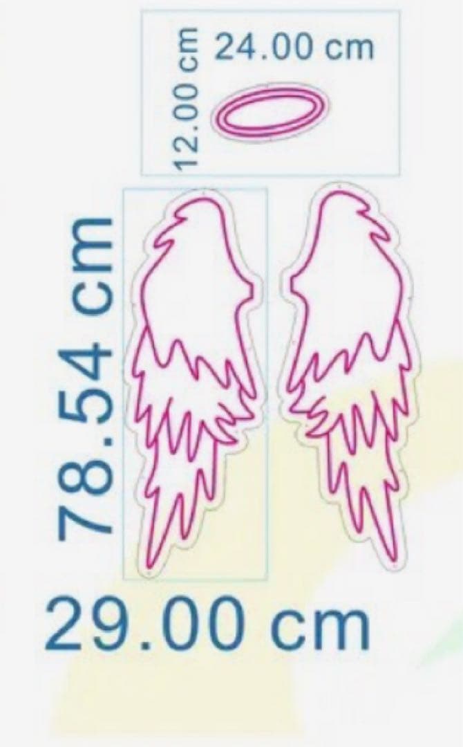 天使の翼 ネオンサイン パープル 壁装飾