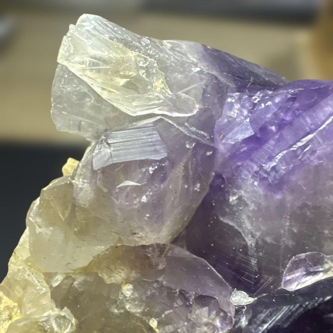 【高品質】ウルグアイ産 濃紫アメジスト 原石 クラスター 台座付