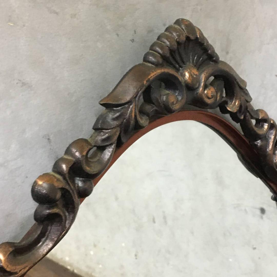 ヴィンテージ アンティーク オーバルミラー 40×85㎝ ブロンズ