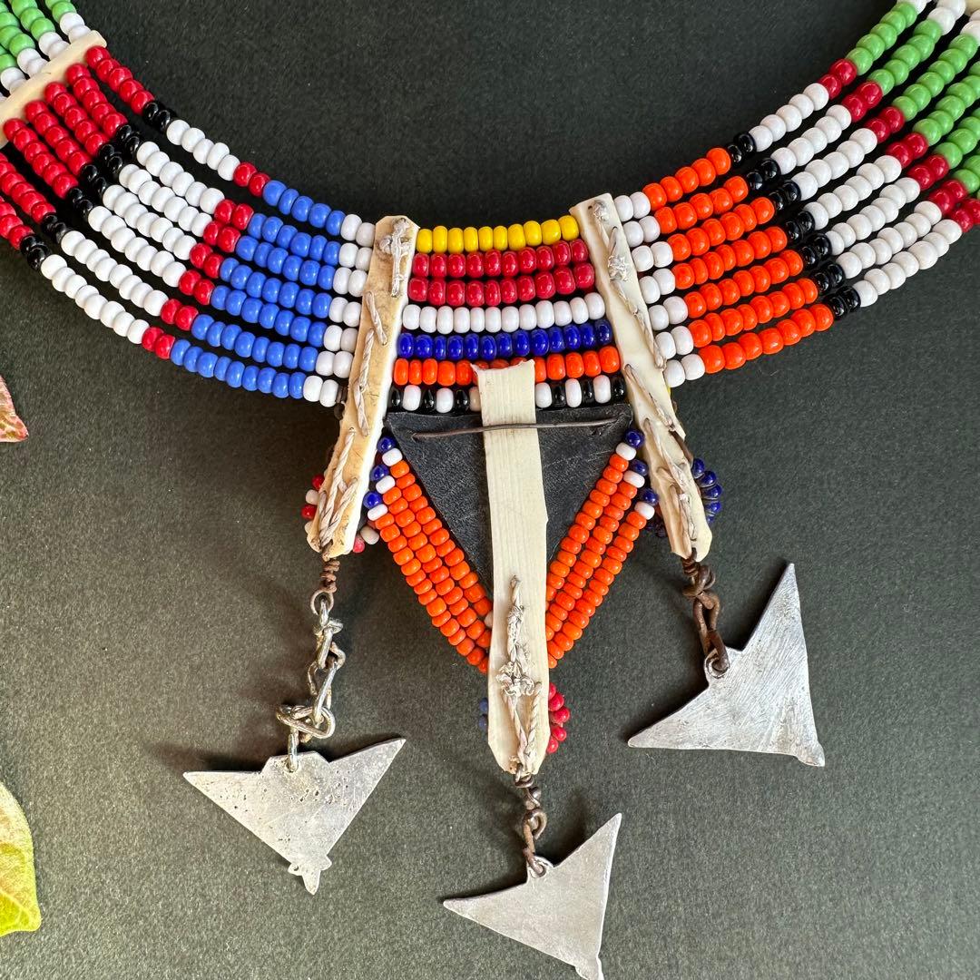 ☆希少なアフリカ製【マサイ民族のネックレス】マサイビーズ＊年代物