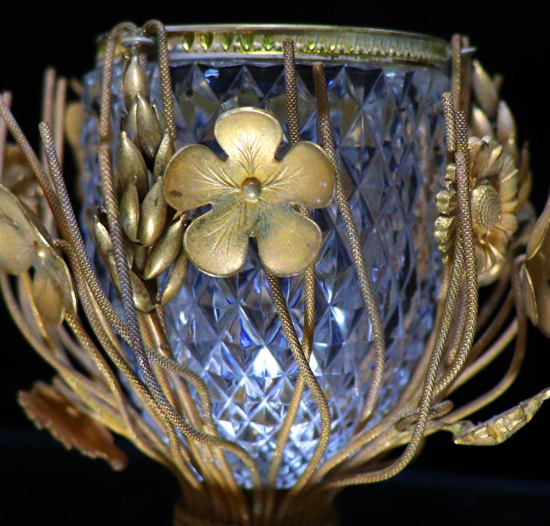 オールド・バカラ 博物館級 ブロンズ装飾 小物入れ ディアマン ビゾー 花瓶