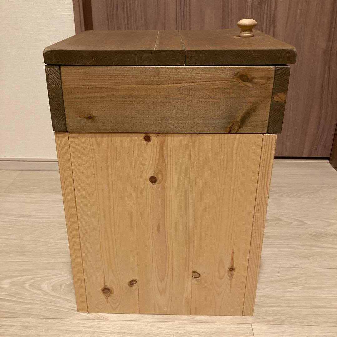 木製　蓋付き　ごみ箱