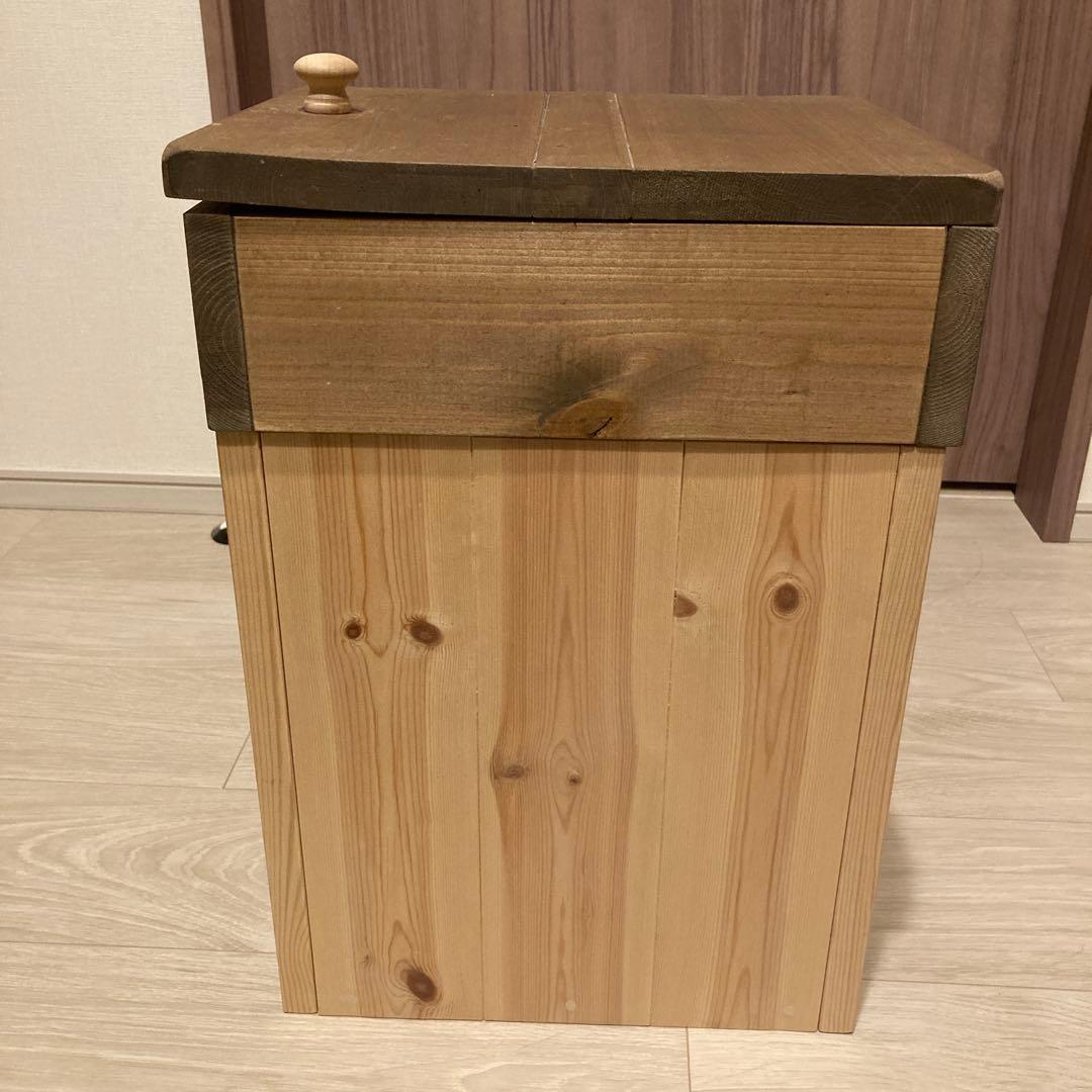 木製　蓋付き　ごみ箱