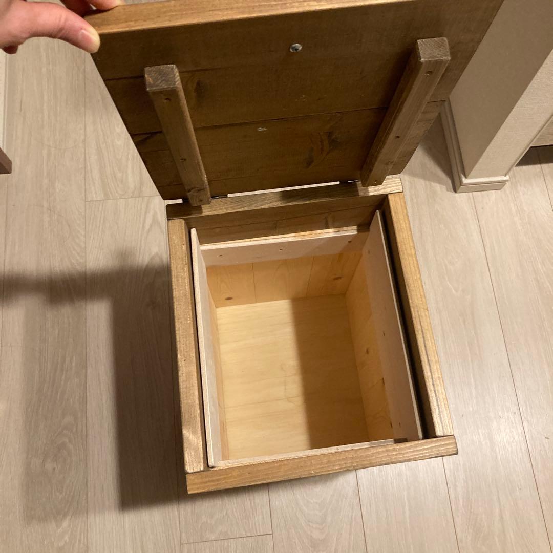 木製　蓋付き　ごみ箱