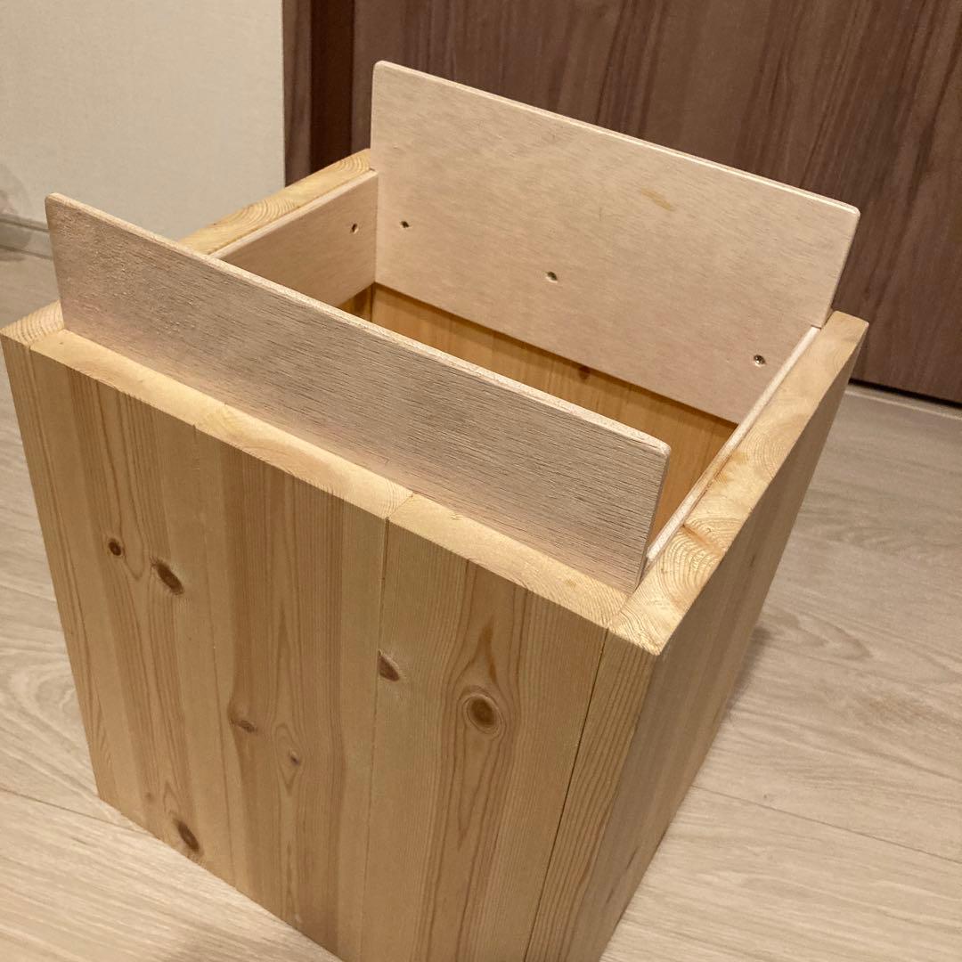 木製　蓋付き　ごみ箱