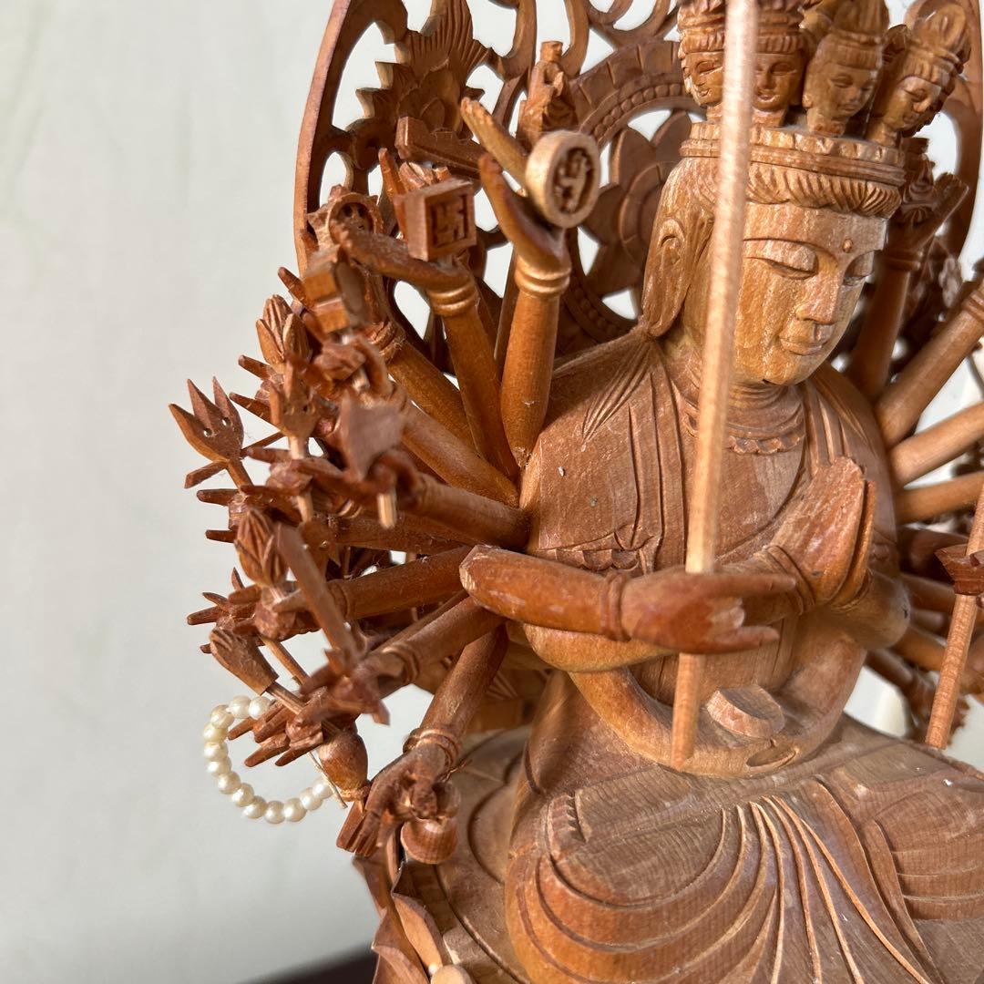 千手観音像　木彫り　仏像　骨董品