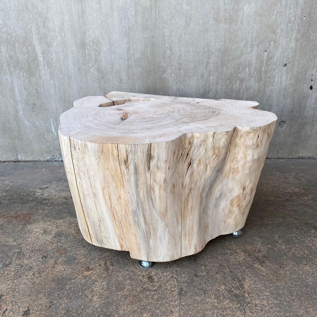 【ヒノキ切り株の造形的置物】テーブル 丸太 オブジェ サイドテーブル インテリア